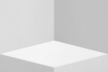 White Stucco Poduim with Wall Background, , Suitable for Darker Contrast Product Presentation Backdrop, Display, and Mock up.