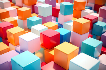 Fototapeta na wymiar Pattern of colorful cubes of in 3d style, generate AI.