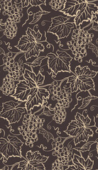 Bunches of grapes vintage seamless pattern