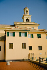 Fototapeta na wymiar Catholic Church in Genoa, Italy by the sea