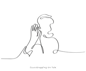 line art vector of Eavesdropping concept. Listening to someone's talk secretly is unethical. Personal and professional life ethical and moral values.