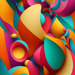 abstract colorful shapes and abstract colorful green wave