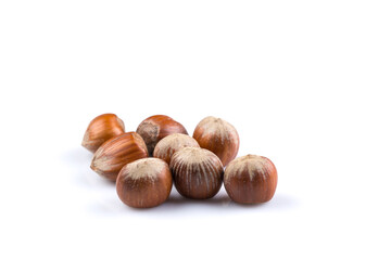 Hazelnuts on white