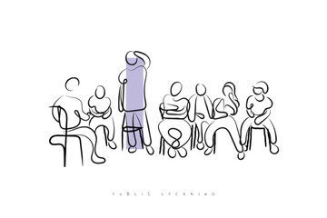 Continuous line art of a school counselor in a session with a kid. School teacher line art.