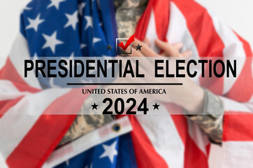 American flag and a red circle on November 5 Presidential Election Day 2024 