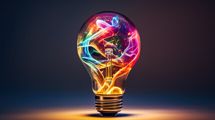 Light bulb on pastel background	
