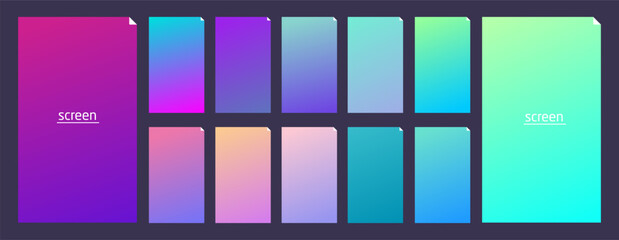 Vibrant and soft pastel gradient smooth color background set for devices, pc and modern smartphone screen soft pastel color backgrounds vector ux and ui design illustration.