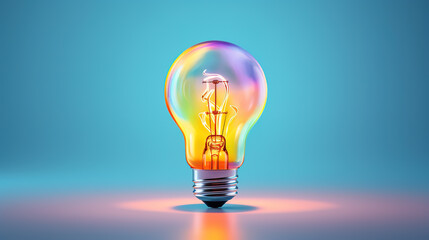 Light bulb on pastel blue background