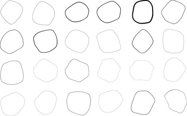 Abstract organic round shapes set. Clipart of irregular circles drawn by hand.