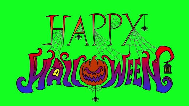Happy Halloween Text Color Bat Flying Over 4