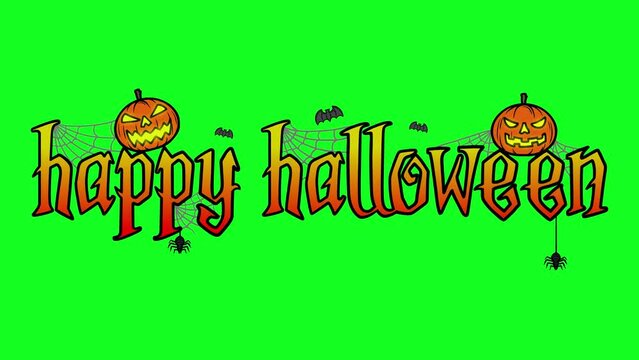 Happy Halloween Text Color Bat Flying Over 1