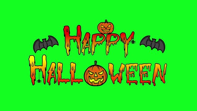 Happy Halloween Text Color Bat Flying Over 2