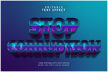 Stop corruption editable text effect 3 dimension emboss retro style