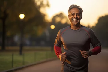 Poster Indian man jogging early morning at park © Niks Ads