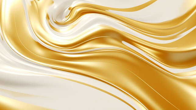 White And Gold Abstract Waves, Screensaver Background