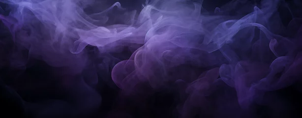 Fotobehang Ethereal swirls of smoke and mist in shades of deep purple and midnight black, creating an enigmatic and mesmerizing ambiance © MarkVincent