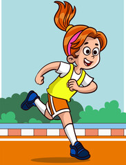 vector illustration of kids running race 