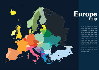 Detailed vector map Europe illustration for designers