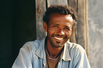 intellegent looking middle age smiling ethiopian man. generative AI