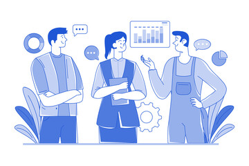 Workers are discussing their future project