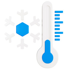 PNG image of 3D cold temperatures with illustrations of snow and cold temperatures