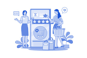 Women giving online feedback for online shop