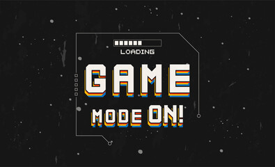 vector typographic retro text effect Game Mode On retro vintage writing style. Design with an old 80s game concept - obrazy, fototapety, plakaty