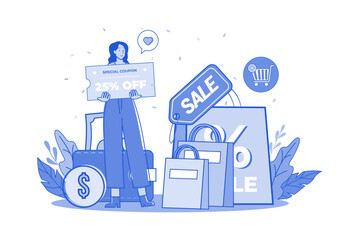 Girl with a voucher, gift certificate, or coupon