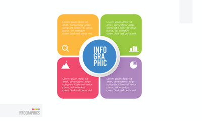 Vector Infographic label design template, Choice template with 4 steps, features or processes.