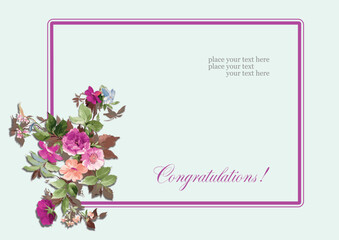 Wedding vector greeting card with  floral design. Color illustration