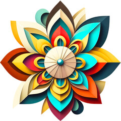 A single flower blooms colorful geometric shapes, geometric style