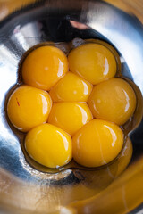 Fresh organic eggs, detail on yolks