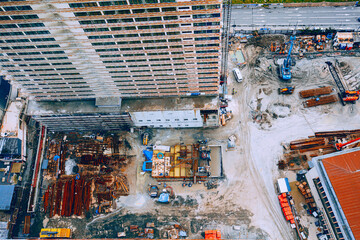 Development Multistorey Residential Building construction area. development on construction site....