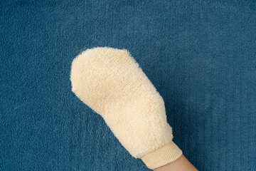 Bath Glove, Natural Beige Wash Mitt for Spa, Massage, Healthy Skin, Shower Glove