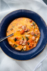 Italian soup with butter white beans and salsiccia sausage
