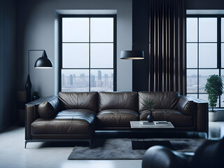 modern living room with sofa. Generative AI
