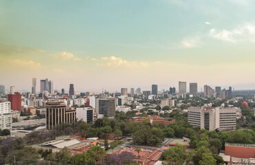 Panoramic view of Mexico City over Polanco Neighborhood