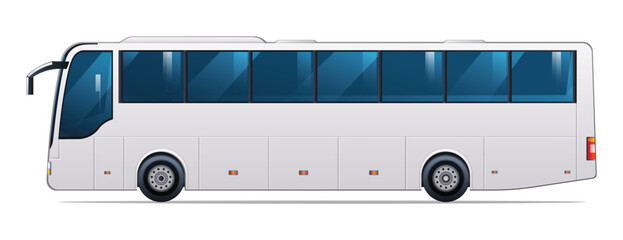 Bus vector illustration. Public transport, side view bus isolated on white background - obrazy, fototapety, plakaty