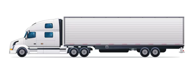 Zelfklevend Fotobehang Container truck vector illustration. Cargo delivery truck side view isolated on white background © YG Studio
