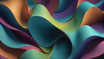 Abstract 3D Background. Wallpaper Satin Waves Changing Colors. Neon Sound Waves. Color Changing Sound Waves. Digital AI, Generative AI.