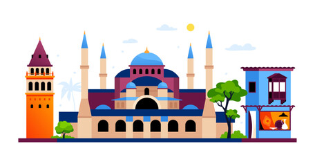 Come to rest in Turkey - modern colored vector illustration