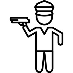 
46 - Policeman Holding Gun Line Icon