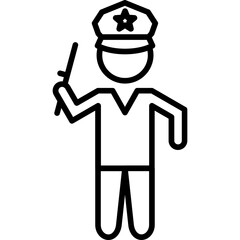 
47 - Policeman Holding Stick Line Icon