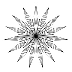 Obraz premium Hand drawn star, starburst, sunburst. Magic round symbol bursting sun rays. Bohemian circle talisman, antique style, boho, tattoo, logo. Vector sketch illustration isolated on white background