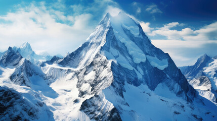Fototapeta na wymiar Snowy Peaks from Above: A Drone's Multi-Perspective Alpine Odyssey