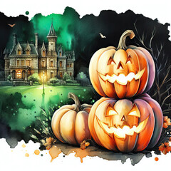 Halloween pumpkin art. Jack of the Lantern. Dark back