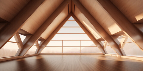 Obraz premium modern wooden style architecture