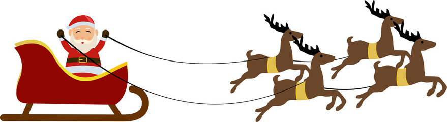 santa claus on sleigh and Reinders
