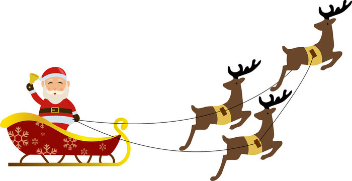 santa claus on sleigh and Reinders