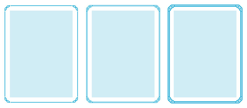 Vector blue frame vertical background. Vintage poster, banner, invitation, certificate, business card, book cover, or menu page. Beautiful vertical EPS retro art border frames in ornate classic style